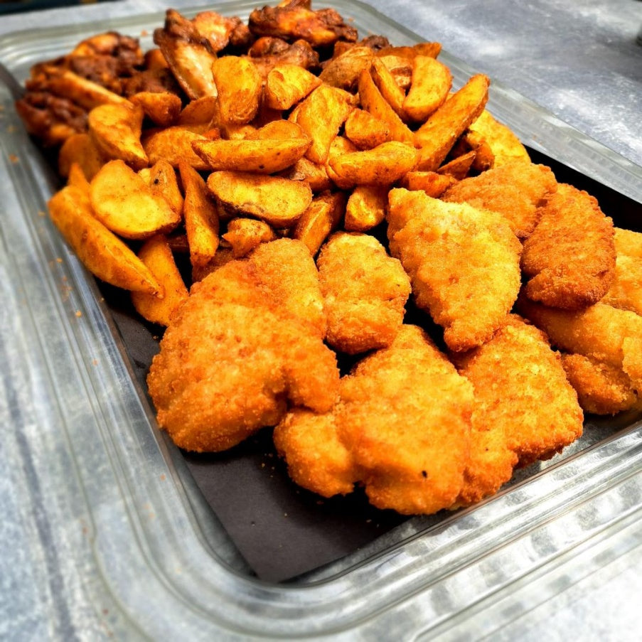 Mixed Platter B- wings, wedges, goujons